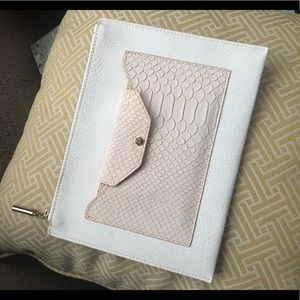 Neiman Marcus White/Pink clutch